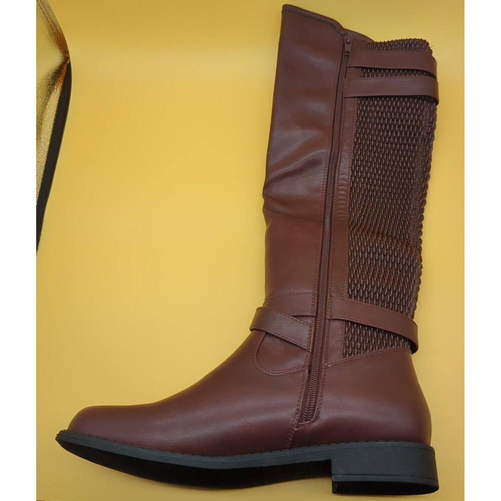 Shoe Dazzle Tessa Textured Flat Boot Women’s Sz 9.5 Bordeaux Riding Boot - Picture 12 of 15